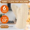 Terry Cloth Oven Mitt 13 Inch. 12 Pack of Beige Kitchen Oven Mitts Heat Resistant. Durable Cotton Oven Gloves up to 500ºF. Machine Washable Mitts with