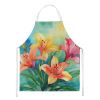 Lilies in Watercolor Apron Cooking Kitchen Server Baking Crafts Gardening for Adult Women Men, Unisex, Large, Multicolor